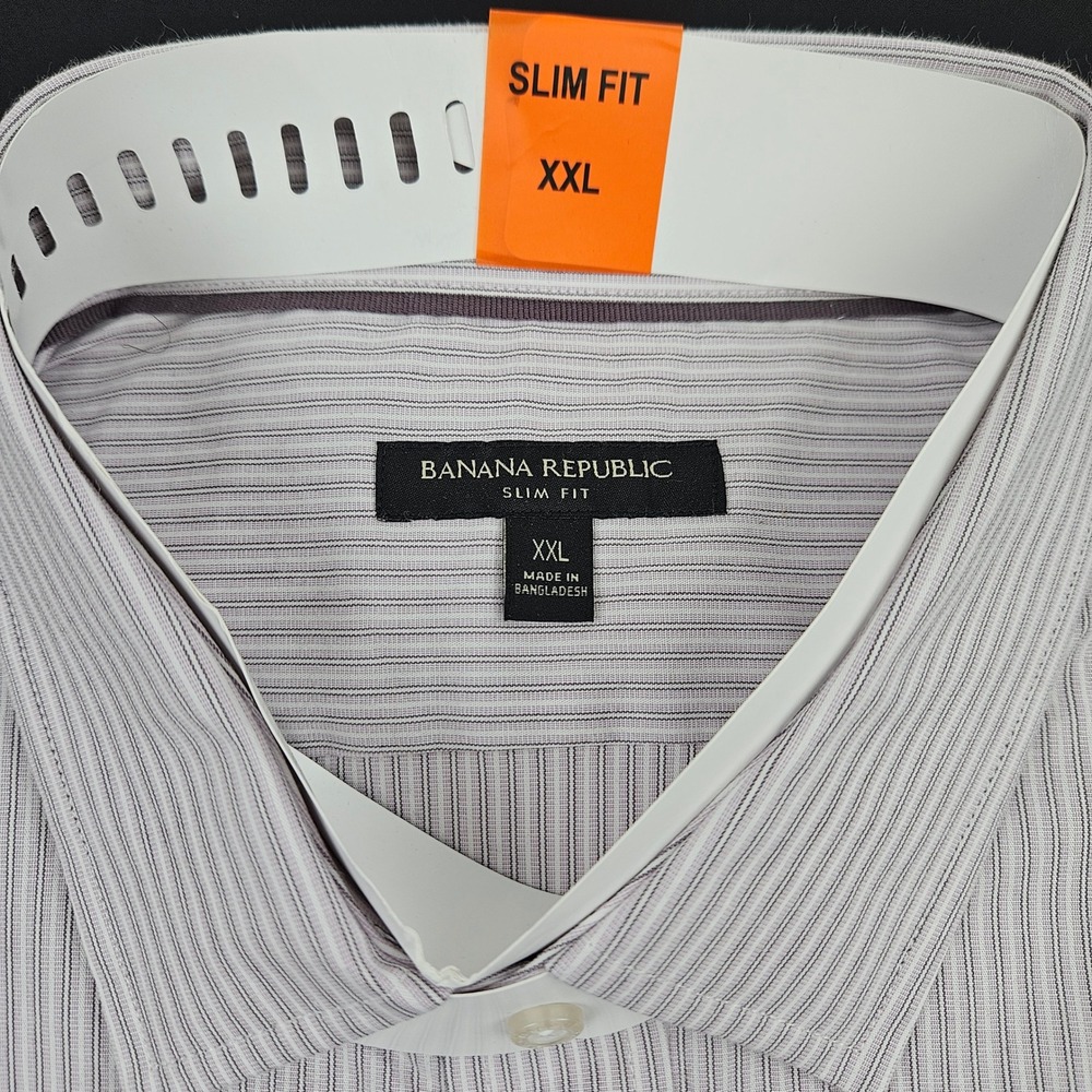 Banana Republic Mens Slim Fit Stretch Poplin Striped Dress Shirt XXL - Picture 4 of 5